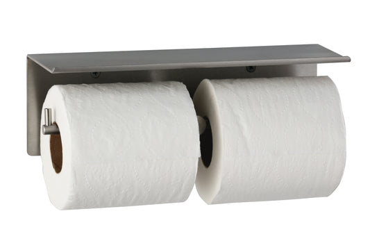 Bobrick Double Roll Toilet Tissue Dispenser with Utiltiy Shelf