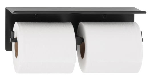Bobrick Black Double Roll Toilet Tissue Dispenser with Utility Shelf