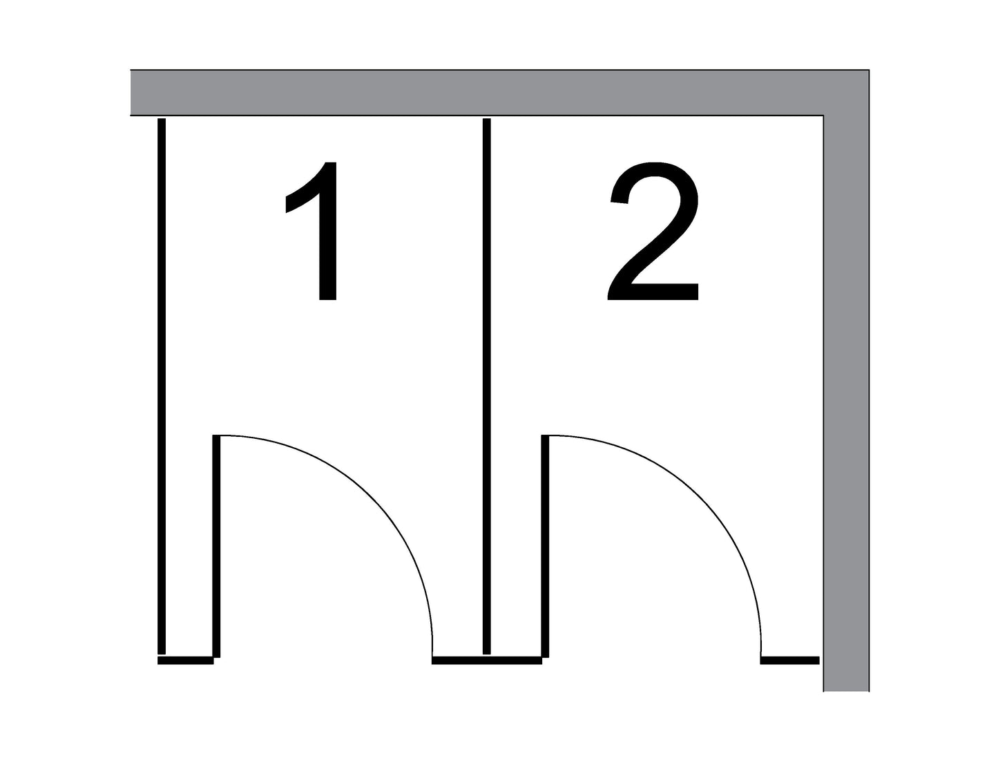 Cloisons coin droit avec 2 compartiments / sans compartiment accessible / Stratifié massif Gris clair