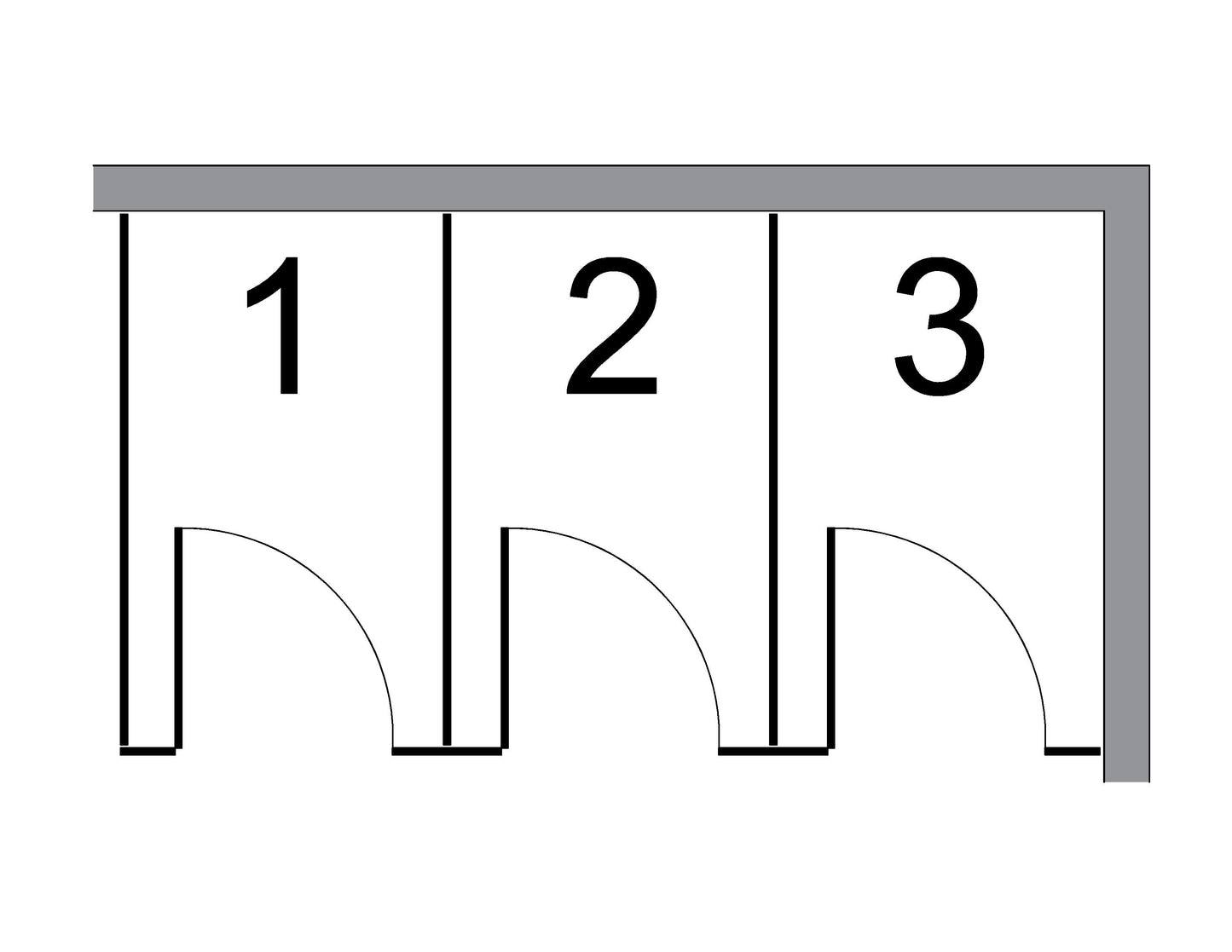 Cloisons coin droit avec 3 compartiments / avec compartiment accessible / Stratifié massif Gris clair