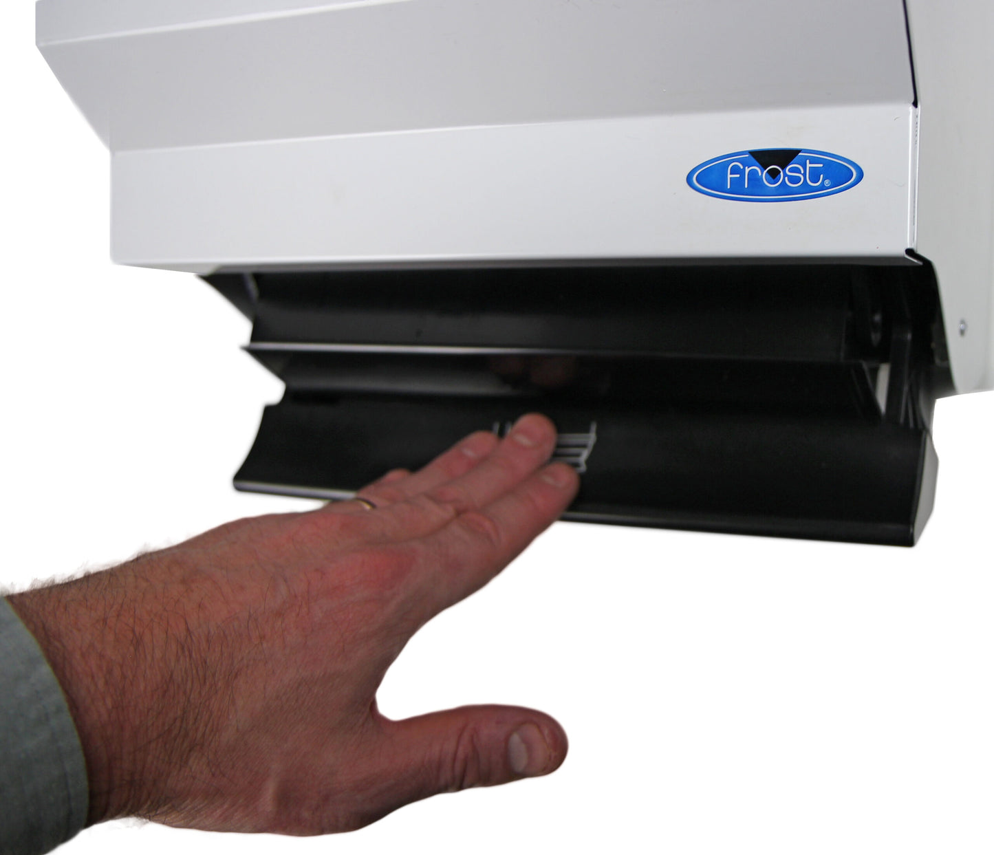 Frost White Paper Towel Dispenser In Use