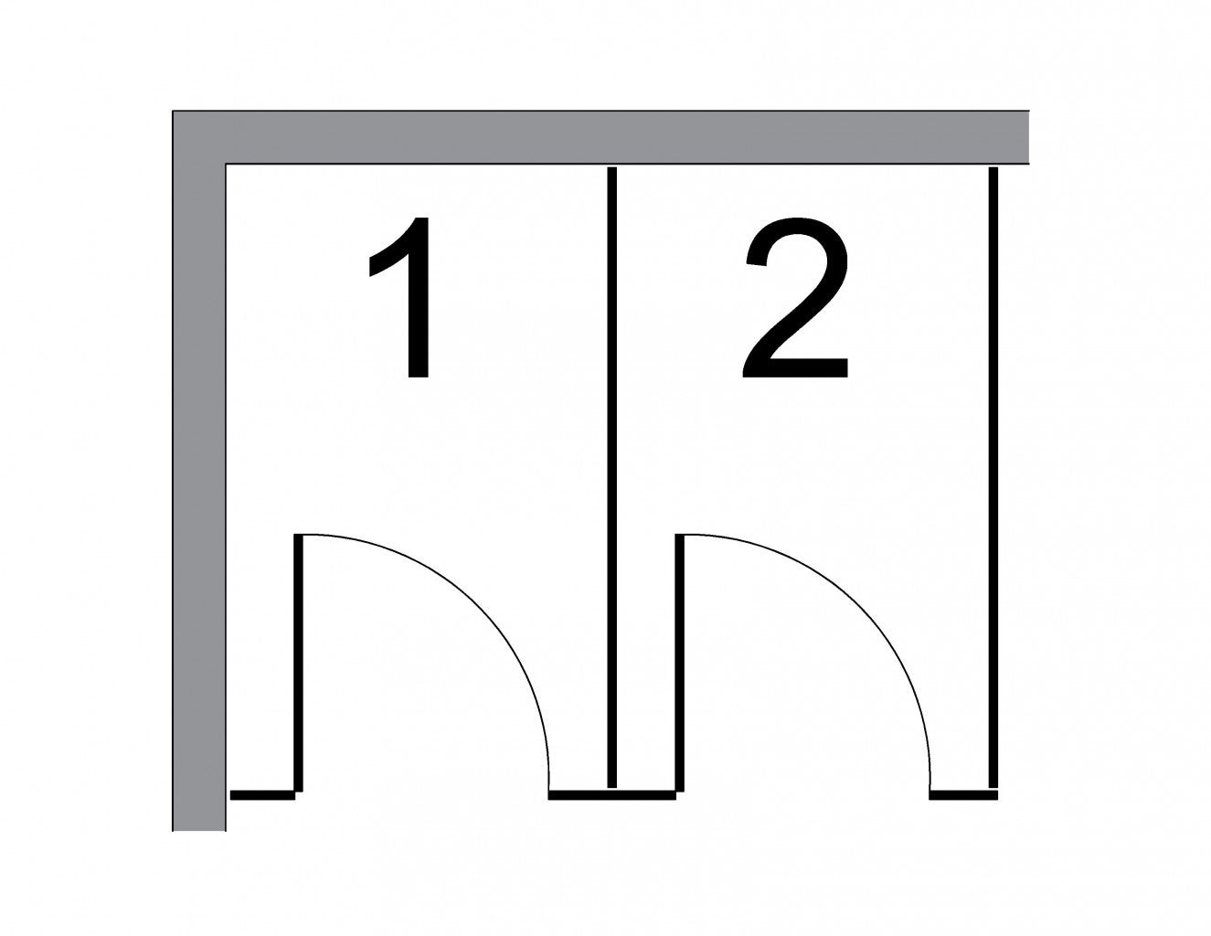 Left corner partitions with 2 compartments/ no accessible compartment/White Phenolic