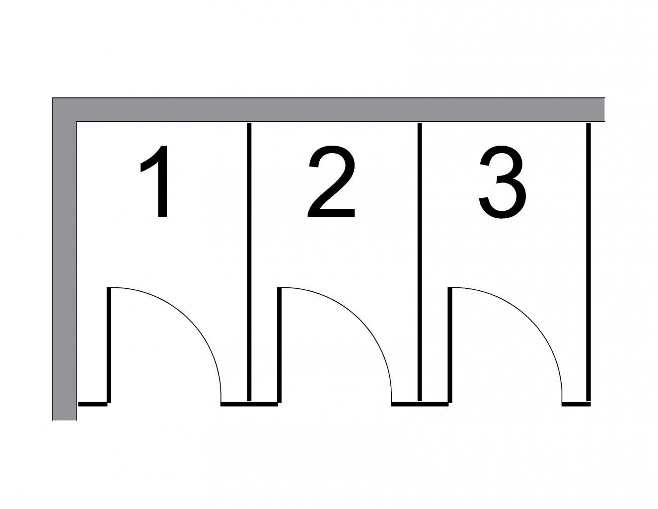 Cloisons coin gauche avec 3 compartiments / sans compartiment accessible / Stratifié massif Blanc