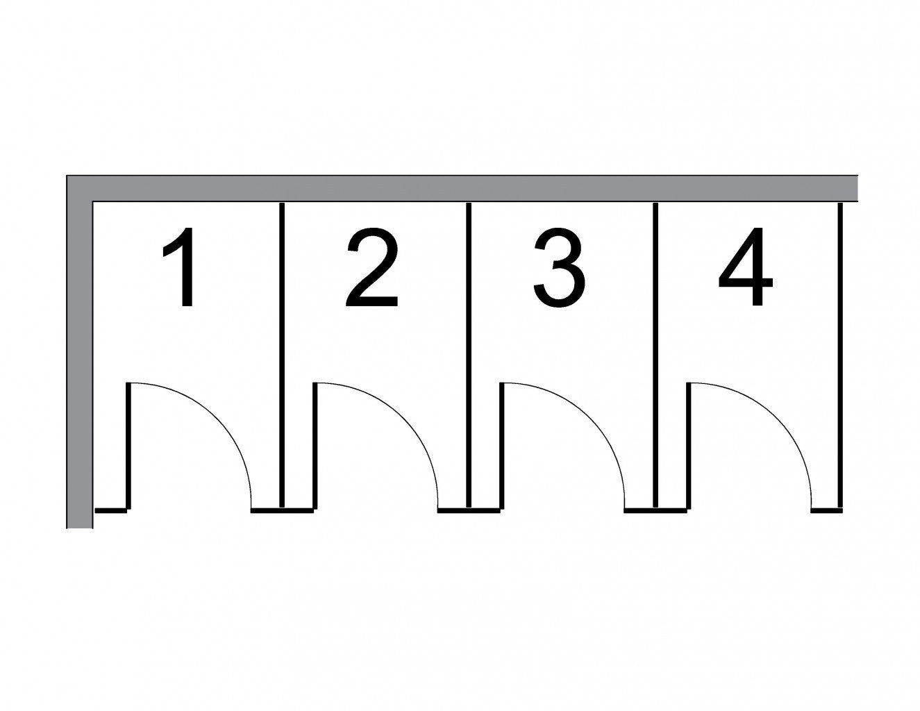 Cloisons coin gauche avec 4 compartiments / avec compartiment accessible / Stratifié massif Charbon