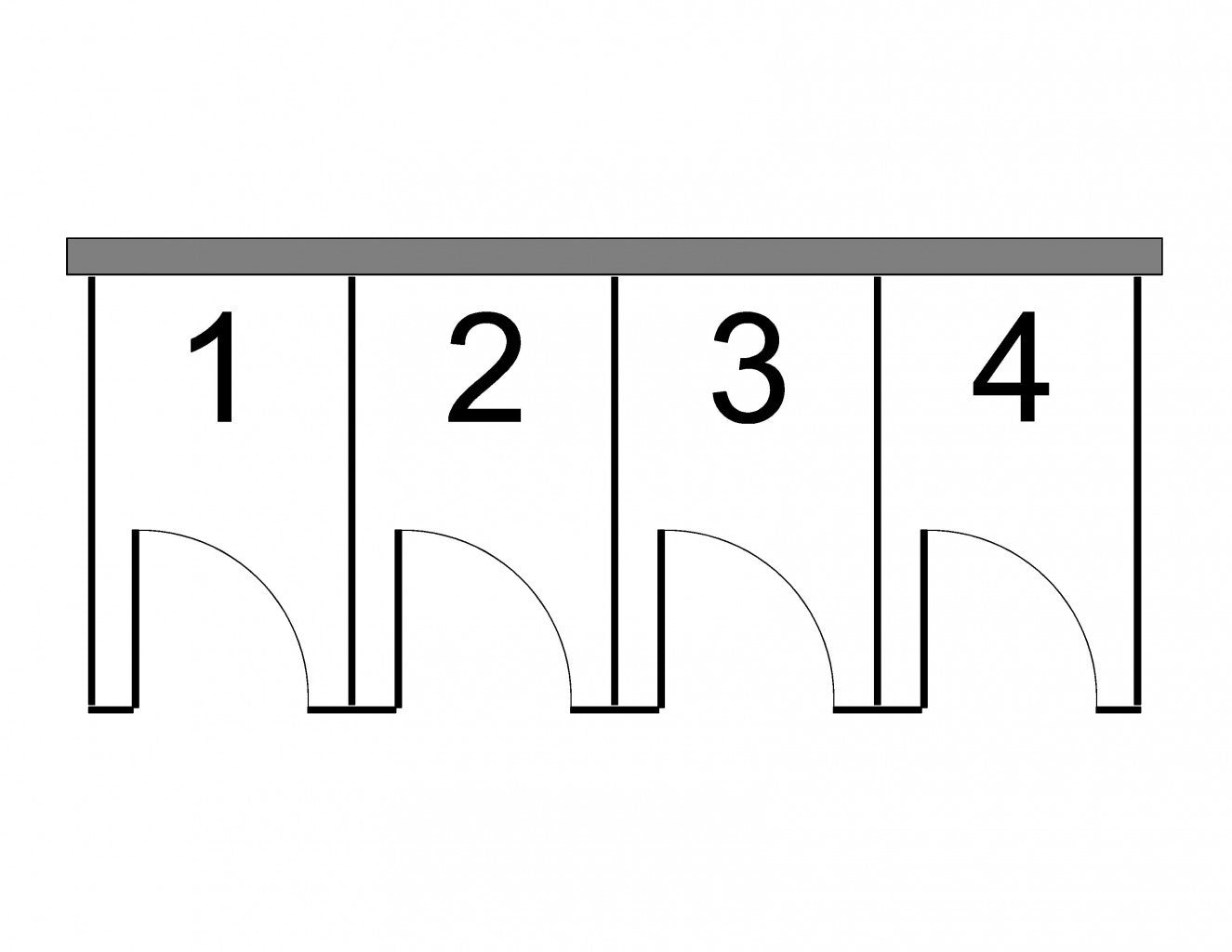 Cloisons autoportantes avec 4 compartiments / sans compartiment accessible / Stratifié massif Blanc