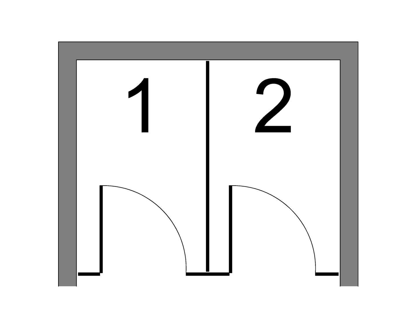 Cloisons entre deux murs avec 2 compartiments / sans compartiment accessible / Stratifié massif Blanc